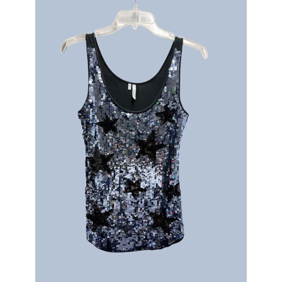 Studio Y Women's Black Sequin Star Tank Top - Picture 2 of 10